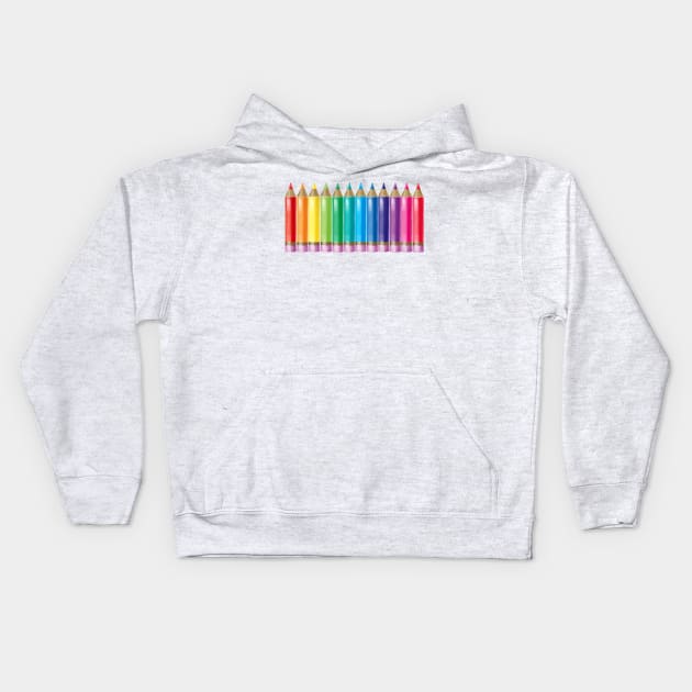 Rainbow Pencil Collection Kids Hoodie by Rowena Aitken